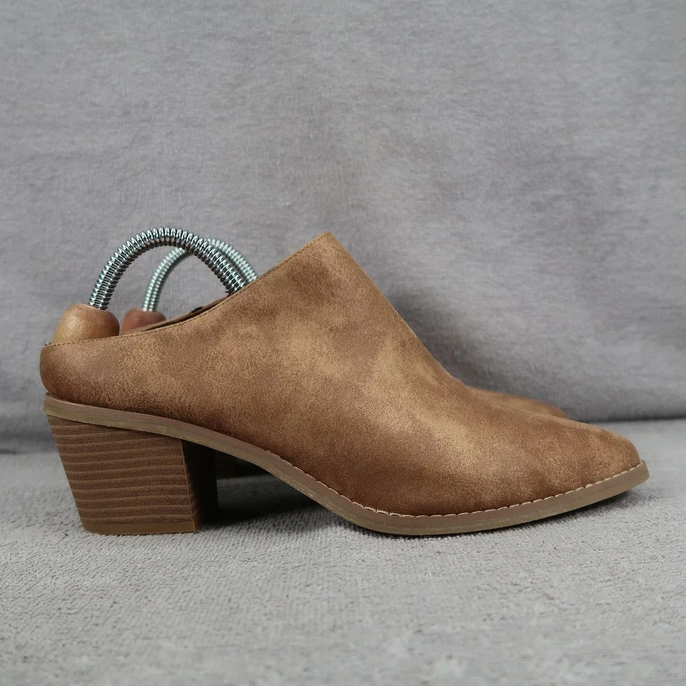 Rampage Shoes Womens 9 York Mules Pointed Toe Block Heel Slip On Western Bootie
